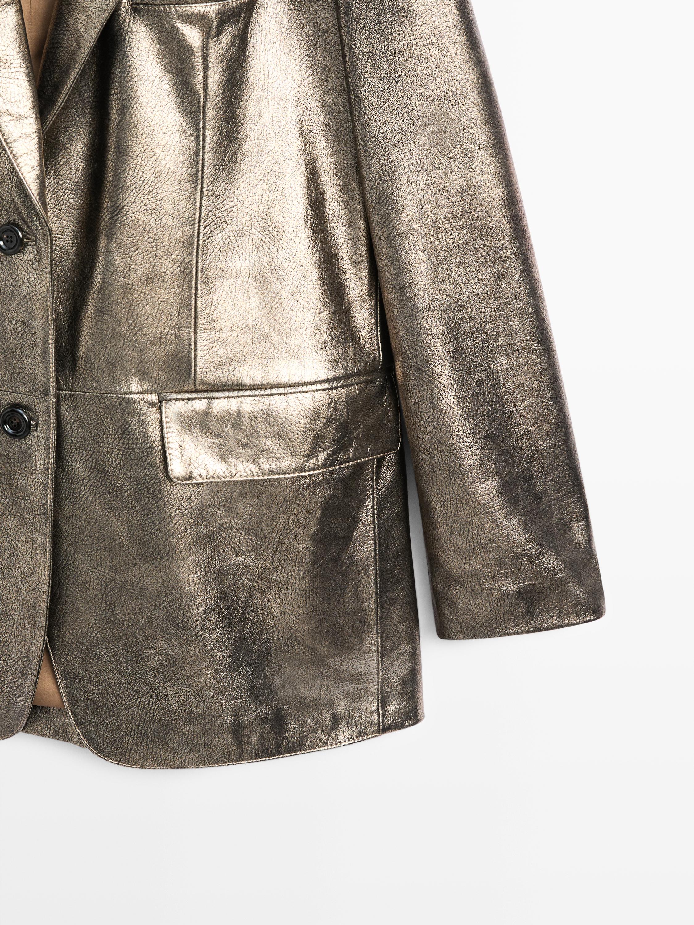Metallic nappa leather blazer